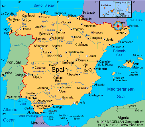 Spanienkarta - Spanienguiden